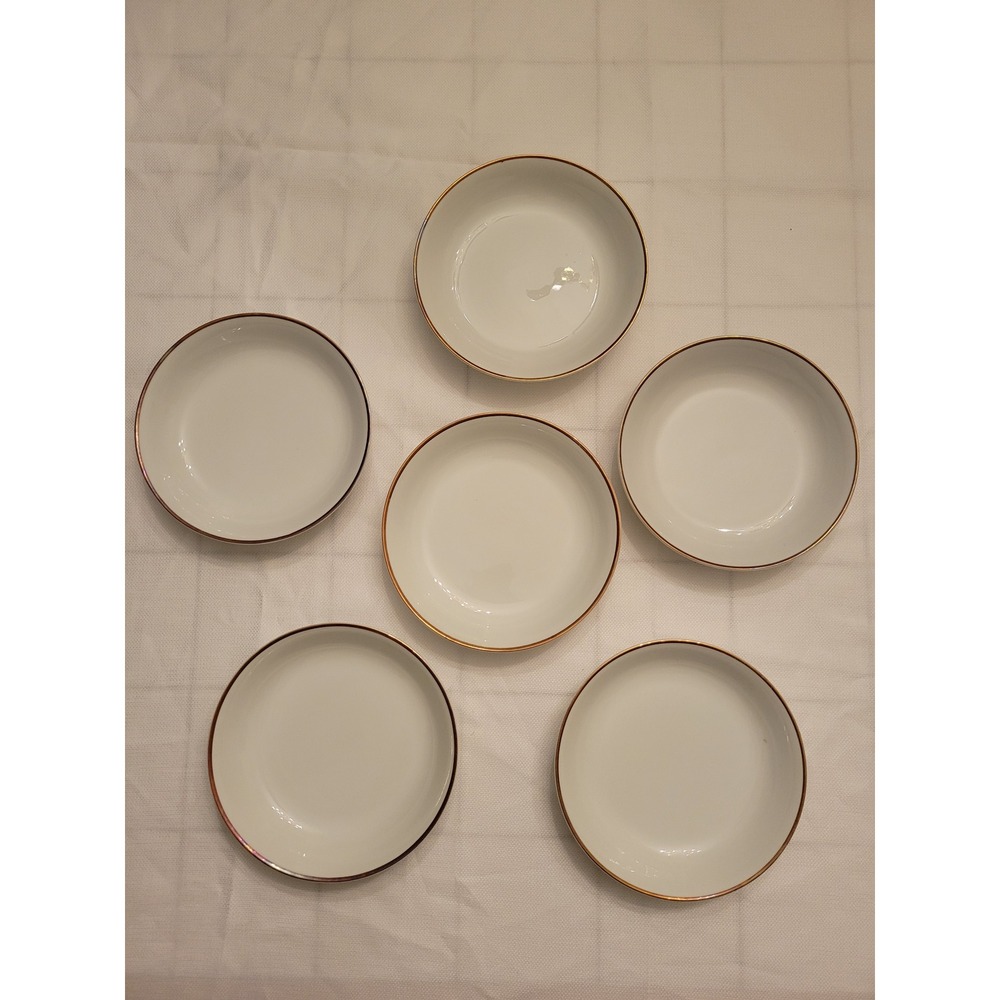 6 Vintage Noritake Hand Painted China Gold Rimmed Bowls Made in Japan White